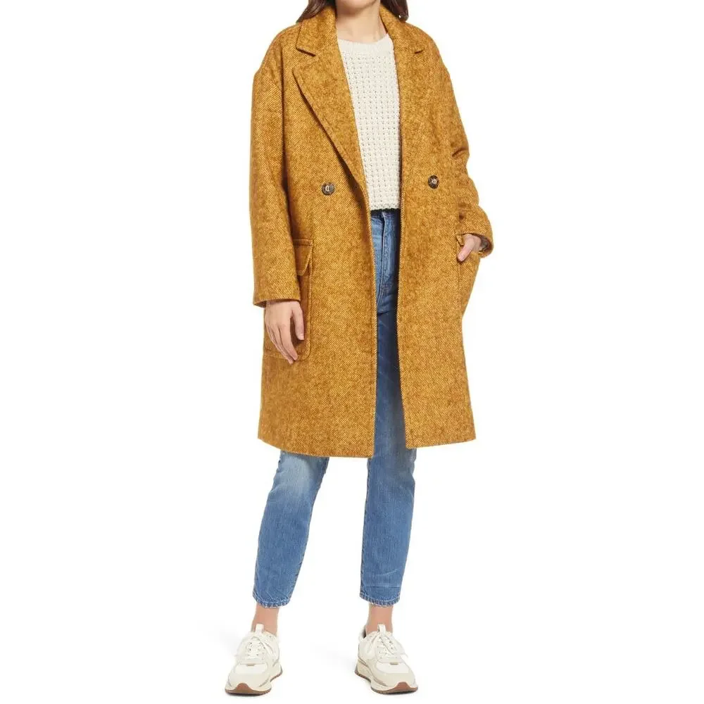 NEW Madewell Averdon Bouclé Coat in Mustard size XL $298 - Picture 1 of 8